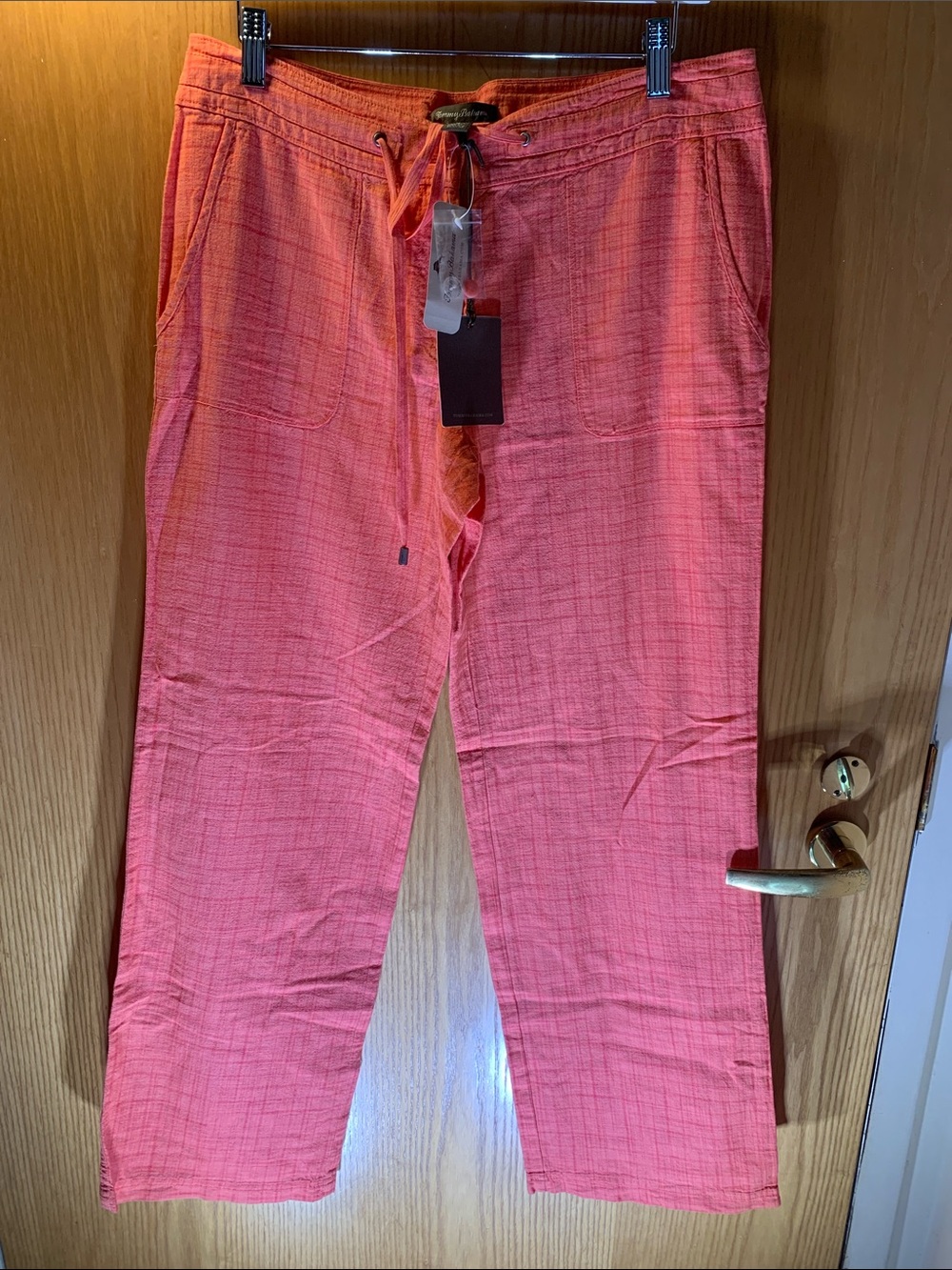 New! Tommy Bahama Linen/Cotton Drawstring Pants - Orange- Size 12